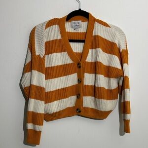 Colorful Rebel Women's Striped Cardigan - Orange and Cream